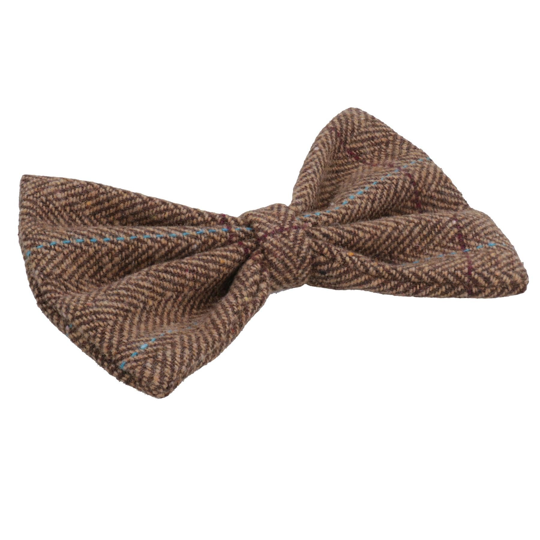 Set Of 4 One Size Stylish Tweed Dog Bows Tie Fashionable Dogs With Collar Loop