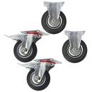 4" (100mm) Rubber Fixed and Swivel With Brake Castor Wheels (4 Pack) CST03_05