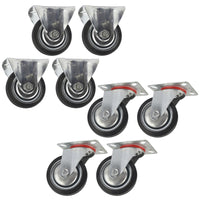 3" (75mm) Rubber Fixed and Swivel Castor Wheels Trolley Caster (8 Pack) CST01_02