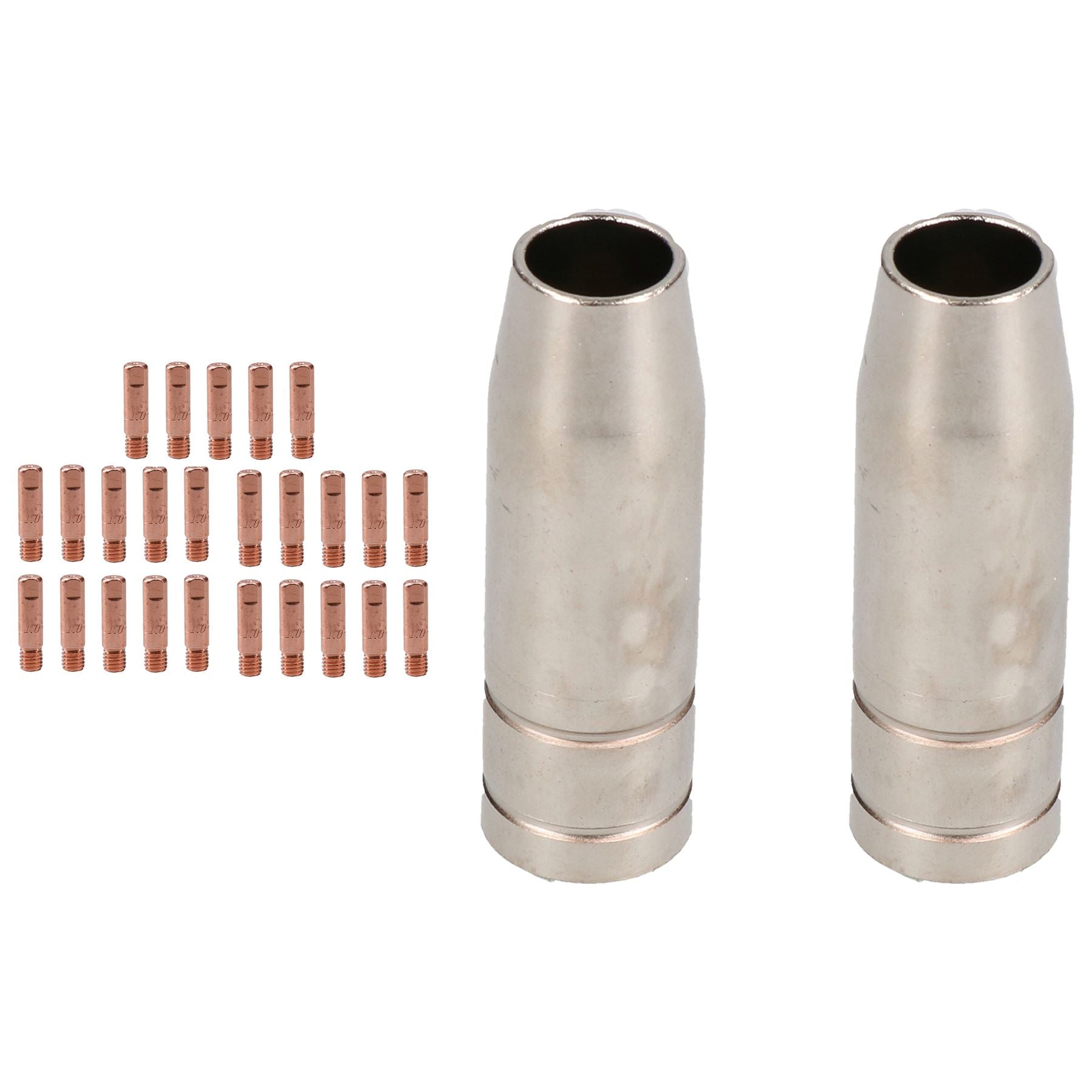 2 shroud & 25 x 1.0mm Contact Tips MIG Welding Binzel Style Euro Torch MB15