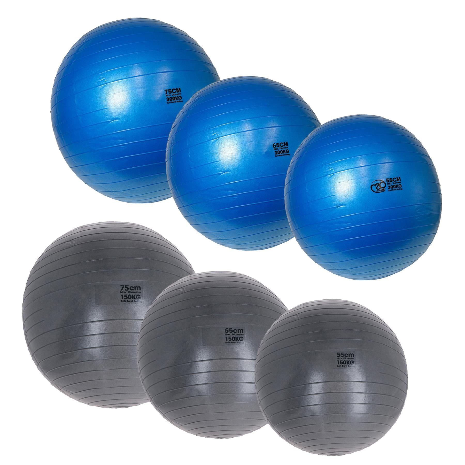 Swiss Exercise Ball for Yoga, Fitness, Pilates, Core Workouts 55cm / 65cm / 75cm