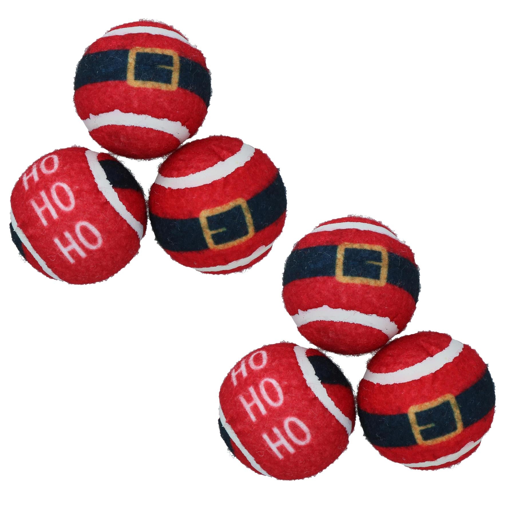 Lot de 6 balles de tennis à thème pour chien, cadeau de Noël festif rouge, cadeau de Noël fou