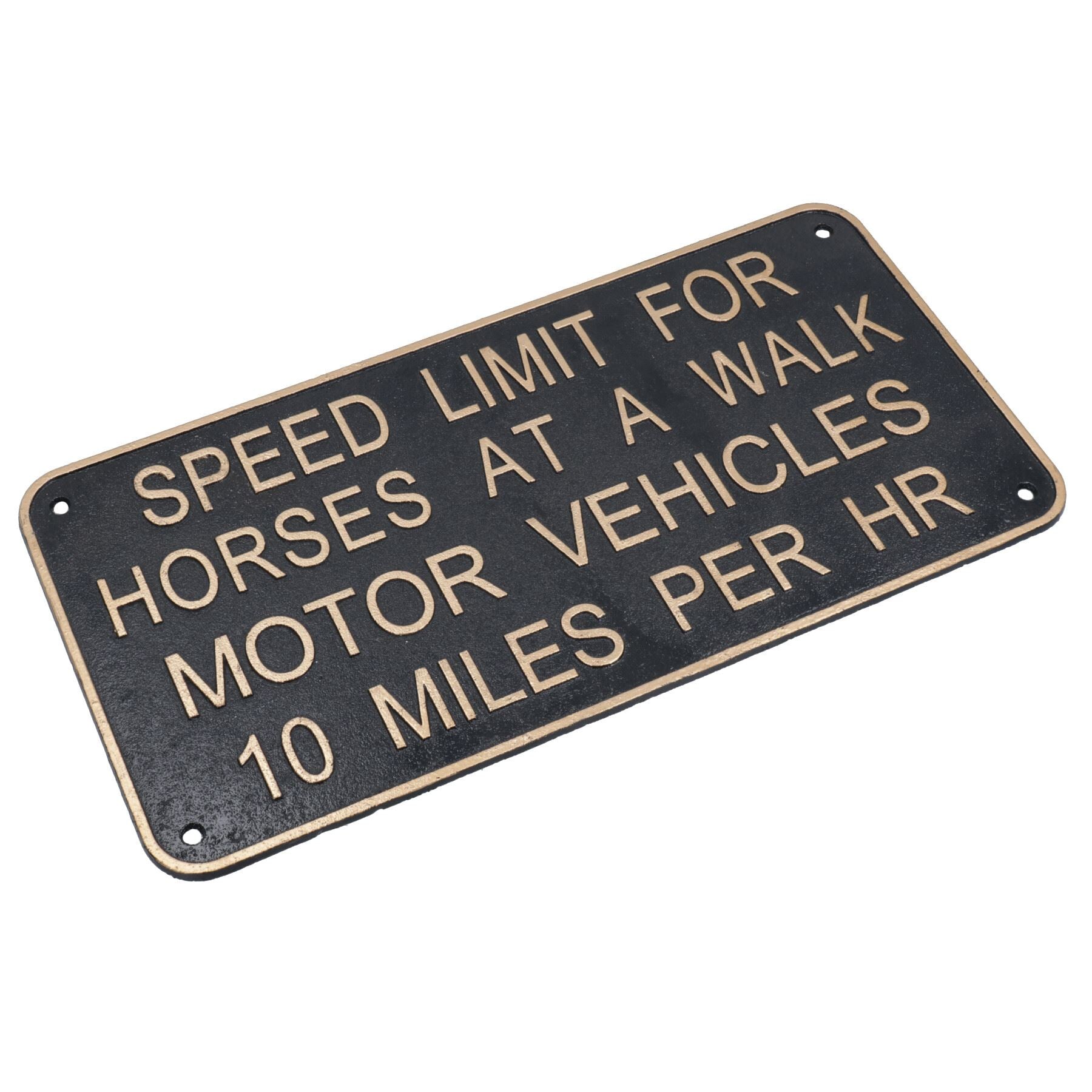 Plaque en fonte avec limite de vitesse pour chevaux, porte, mur, maison, portail, véhicule à moteur