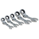 5pc Metric Stubby Flexible Ratchet Combination Spanner Set 10mm - 19mm