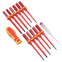 Interchangeable VDE Electrical Insulated Screwdriver Set Phillips Flat Pozi Torx 13pc