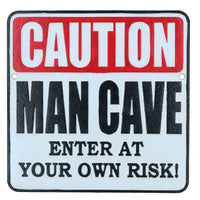 Plaque en fonte avec inscription « Attention Man Cave » pour mur, clôture, porte, atelier, garage