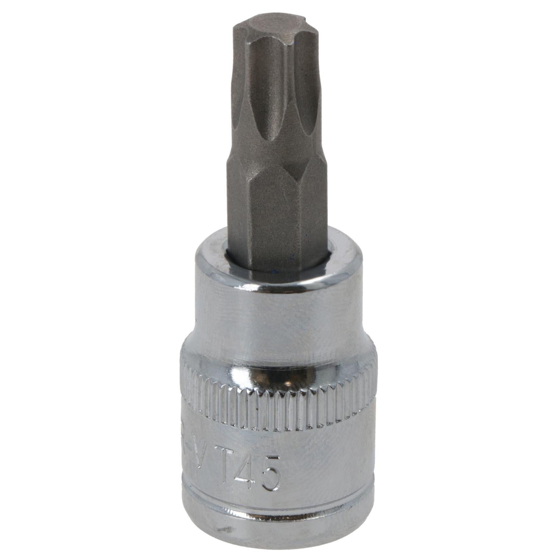 T45 Male Torx Bit Star Socket 3/8" Drive Standard Internal Chrome Vanadium Steel