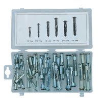 44pc Molly Bolt Hollow Wall Plasterboard Cavity Anchors Fasteners Assortment Set
