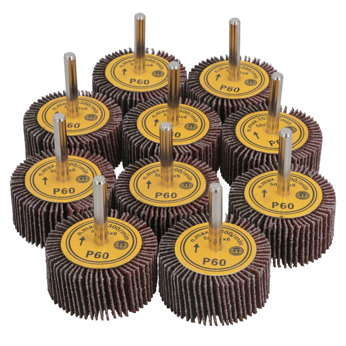 50mm 60 Grit Abrasive Flap Wheel Discs Sanding Rust Removal 6mm Shank