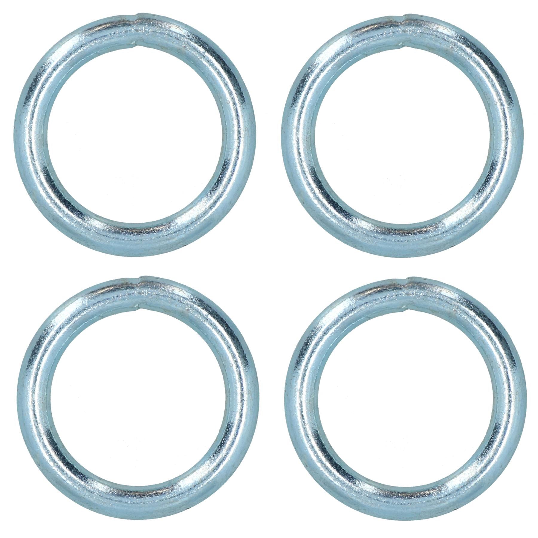 10mm x 50mm Steel Round O Rings Welded Zinc Plated 4 Pack DK35