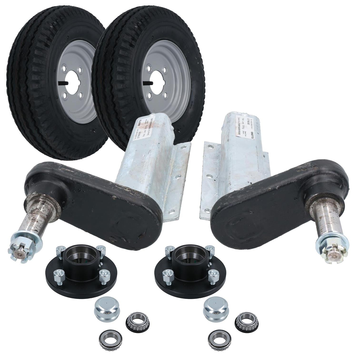 350kg Galvanised Trailer Suspension Units & 8" Wheels & Tyres Kit 4" PCD Hubs