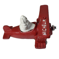 Michelin-Männchen im Flugzeug und Traktorfigur, Maskottchenstatue, Bibendum-Figur aus Gusseisen