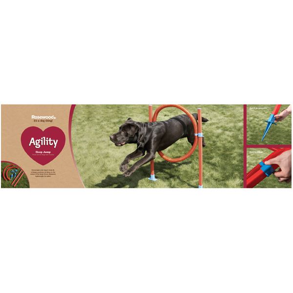 Leicht zusammenzubauender Agility-Reifen für Hunde und Haustiere mit 6 Höhenpositionen, der Spaß beim Trainieren bietet.