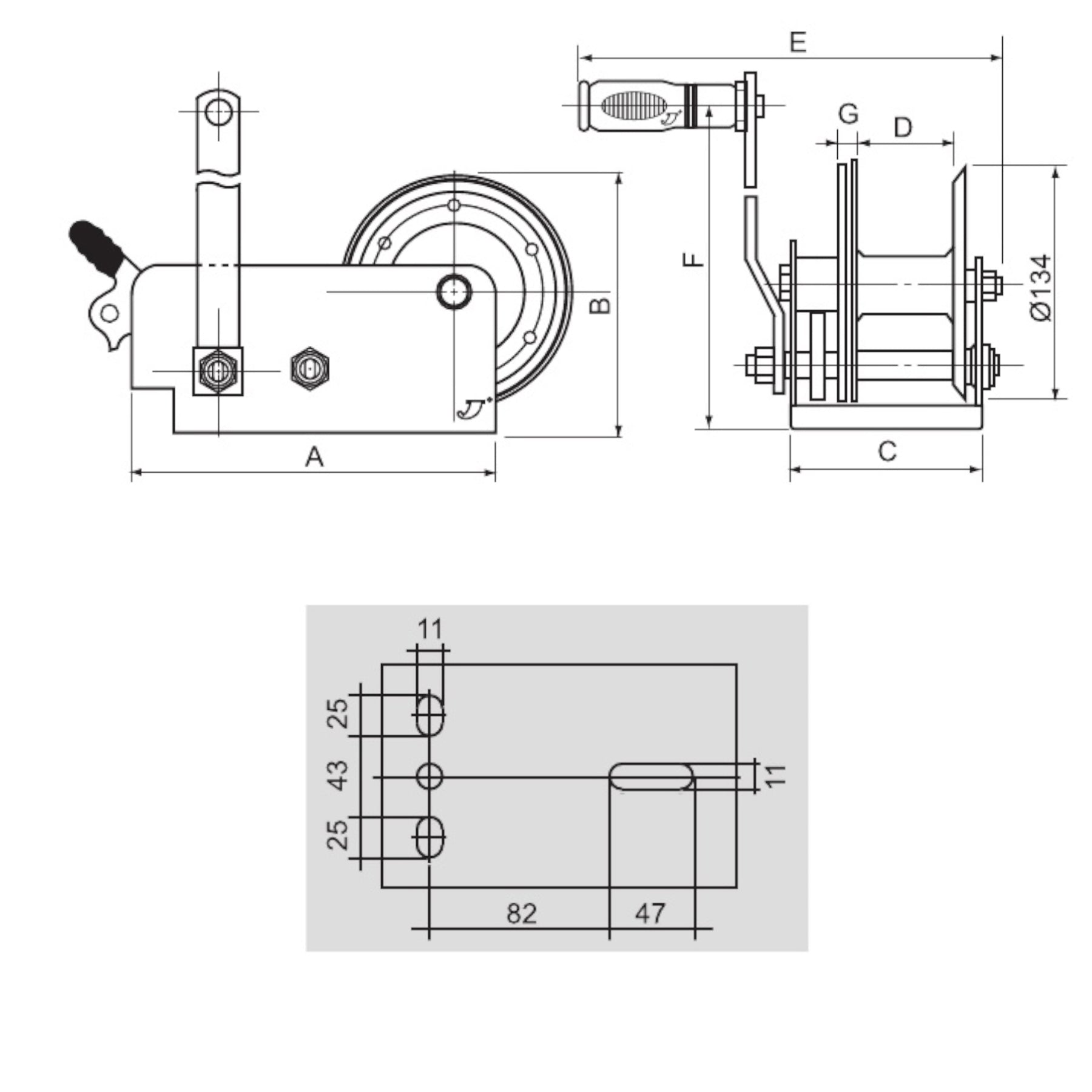 Trailer Winch for Car Transporters and Boat Trailers Heavy Duty 2 SPEED TR115