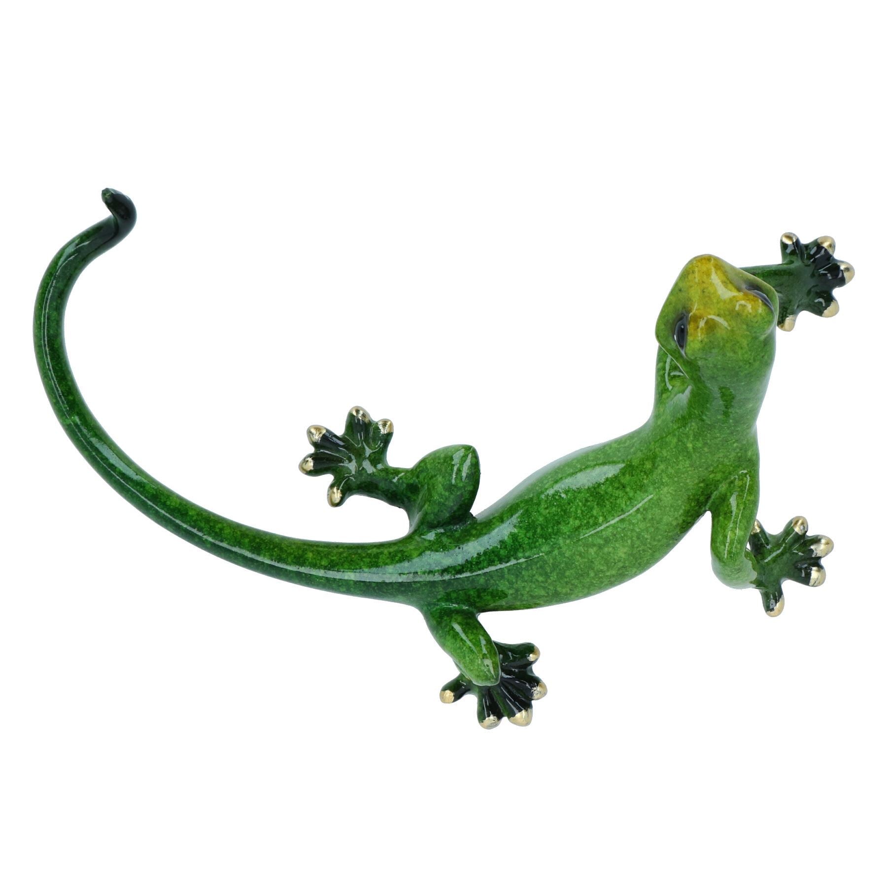 Green Speckled Gecko Lizard Resin Wall Shed Sculpture Statue House Small