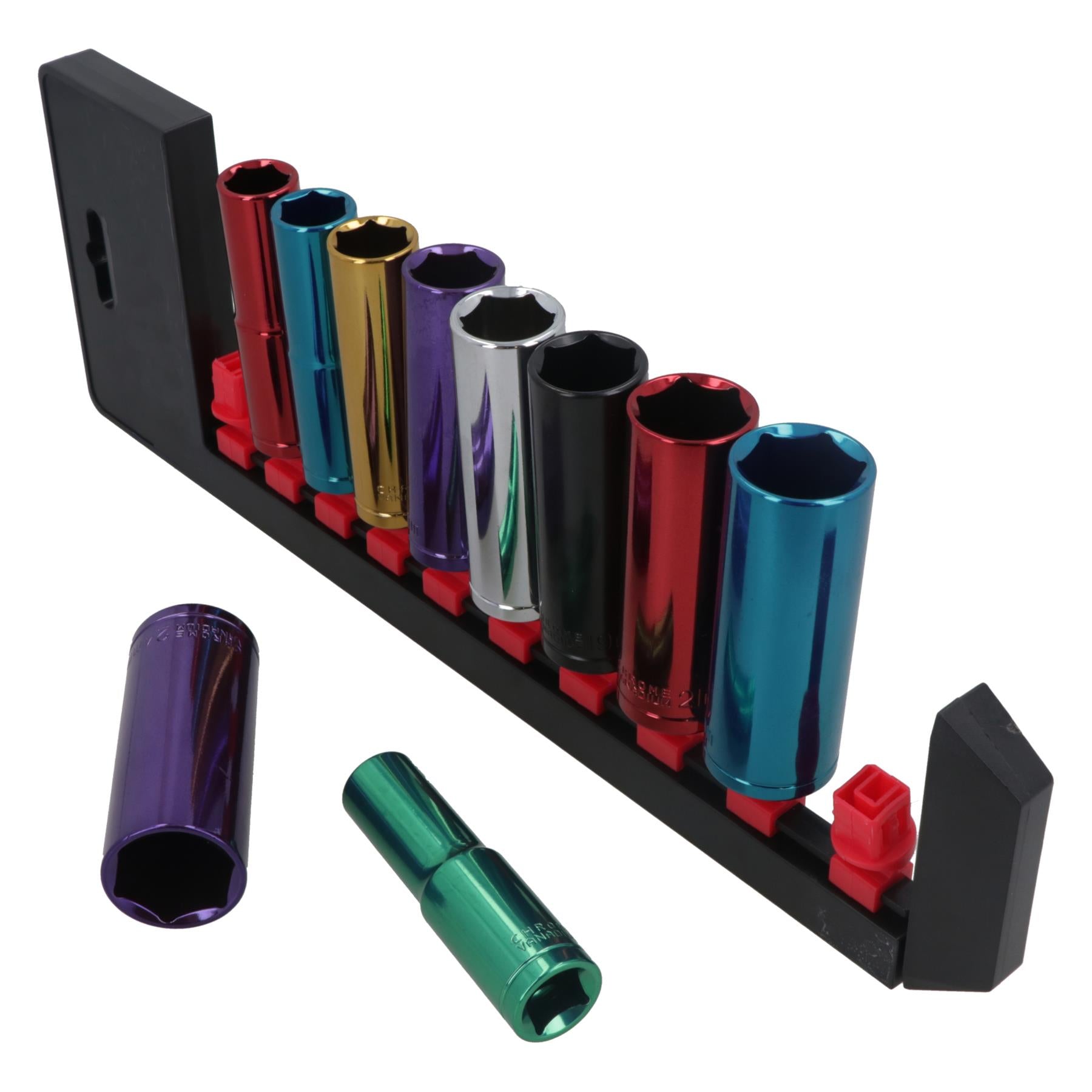 Douilles à code couleur profondes métriques mixtes 1/4" 3/8" + 1/2" 4 - 24 mm 32 pièces