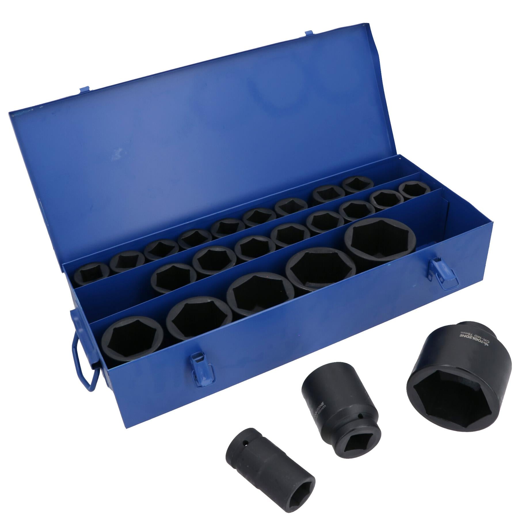 1 Inch Drive Double Deep Metric Impact Sockets Single Hex 17 – 75mm 25pc