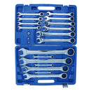 Jeu de clés mixtes à cliquet métriques MM 8 mm – 32 mm, 20 pièces + adaptateurs