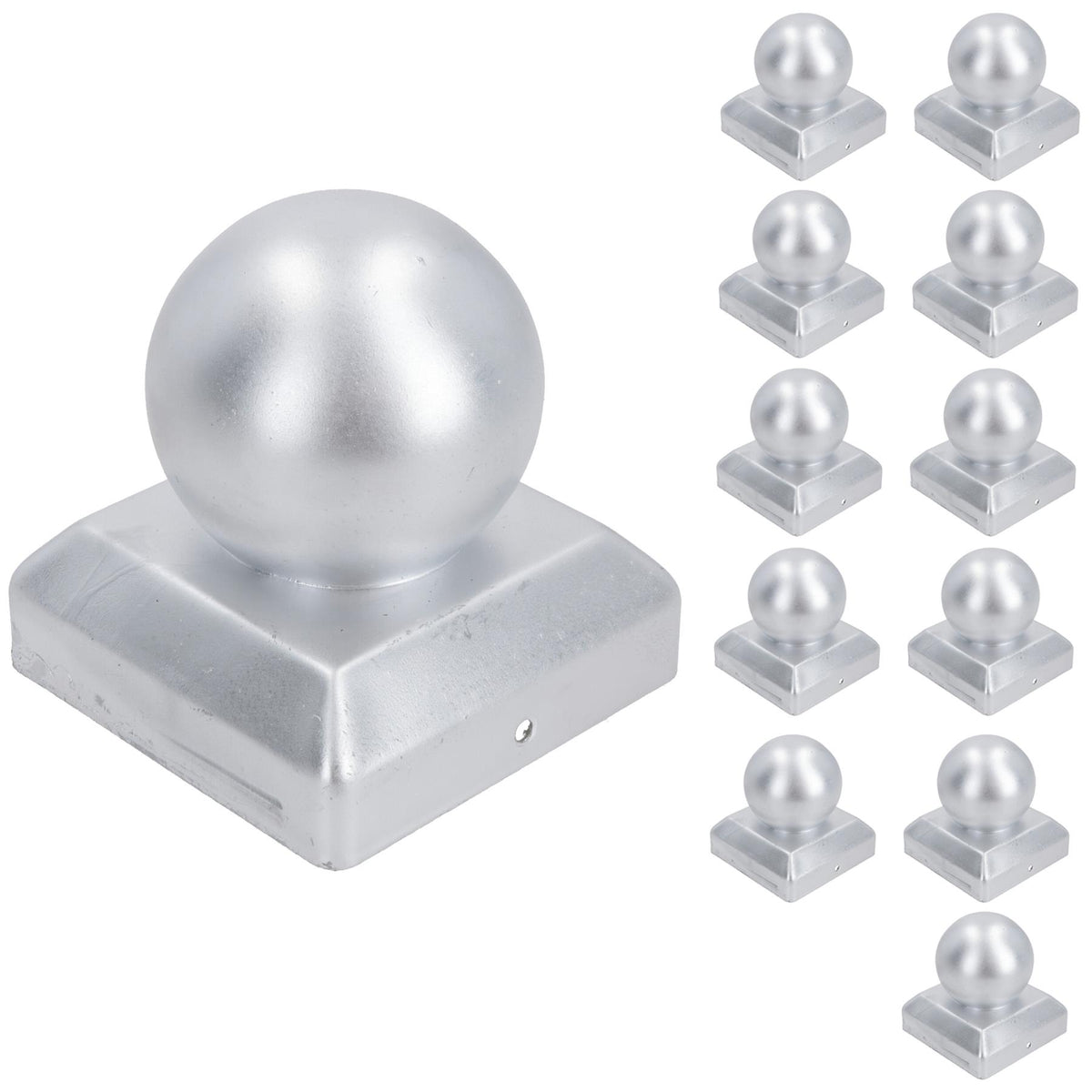 Metal Fence Post Caps Round / Ball 100mm x 100mm Protector Cover Silver
