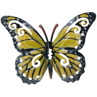 Set of 4 Yellow Small Metal Butterflies Garden/Home Wall Art Ornament