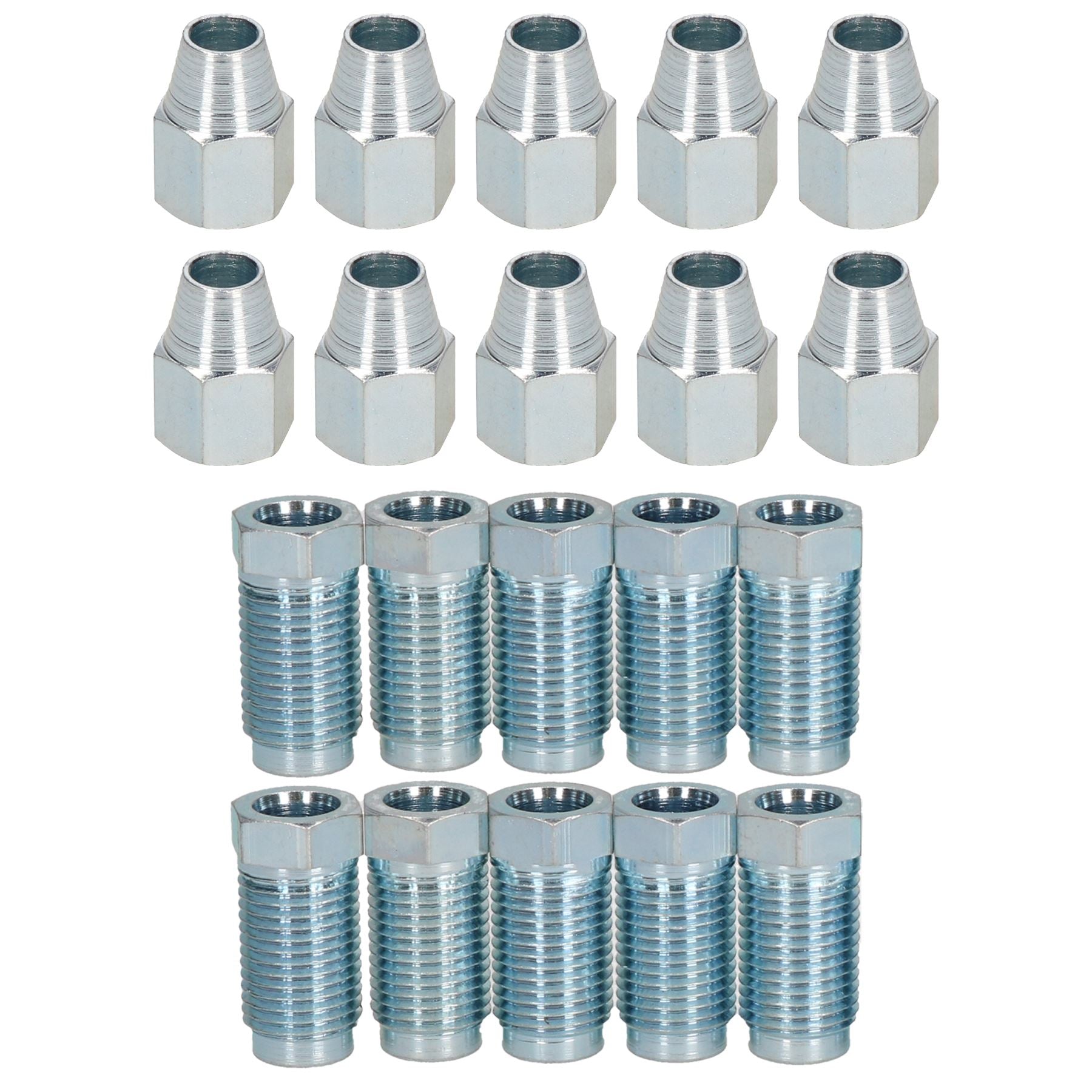Lange 1/2" x 20 UNF männliche + weibliche Stahl-Bremsleitungsverschraubungen für 5/16"-Rohre, 20 Stück
