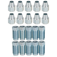 Lange 1/2" x 20 UNF männliche + weibliche Stahl-Bremsleitungsverschraubungen für 5/16"-Rohre, 20 Stück