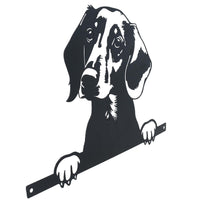 Black Metal Peeking Dachshund Silhouette with Fixing Plate Garden Ornament Gift