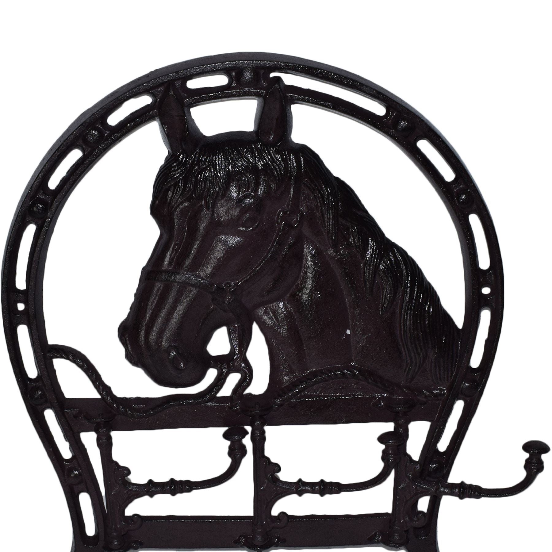 Horse Head Coat Jacket Hanger / Rack 3 Hooks / Pegs Stable Wall Hall House