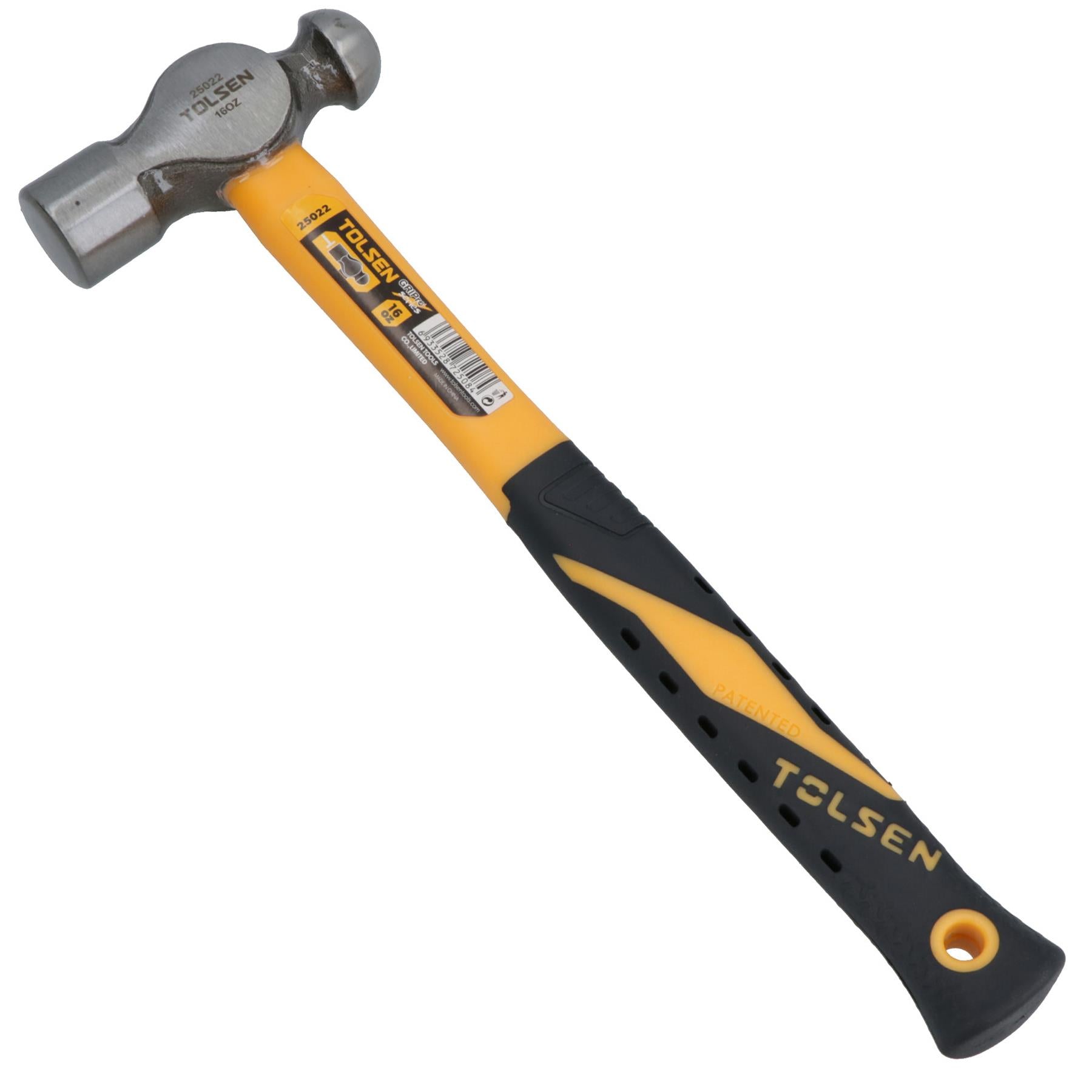 16oz (450g) Ball Pein / Peen Hammer with Fibreglass Shaft & Rubberised Handle
