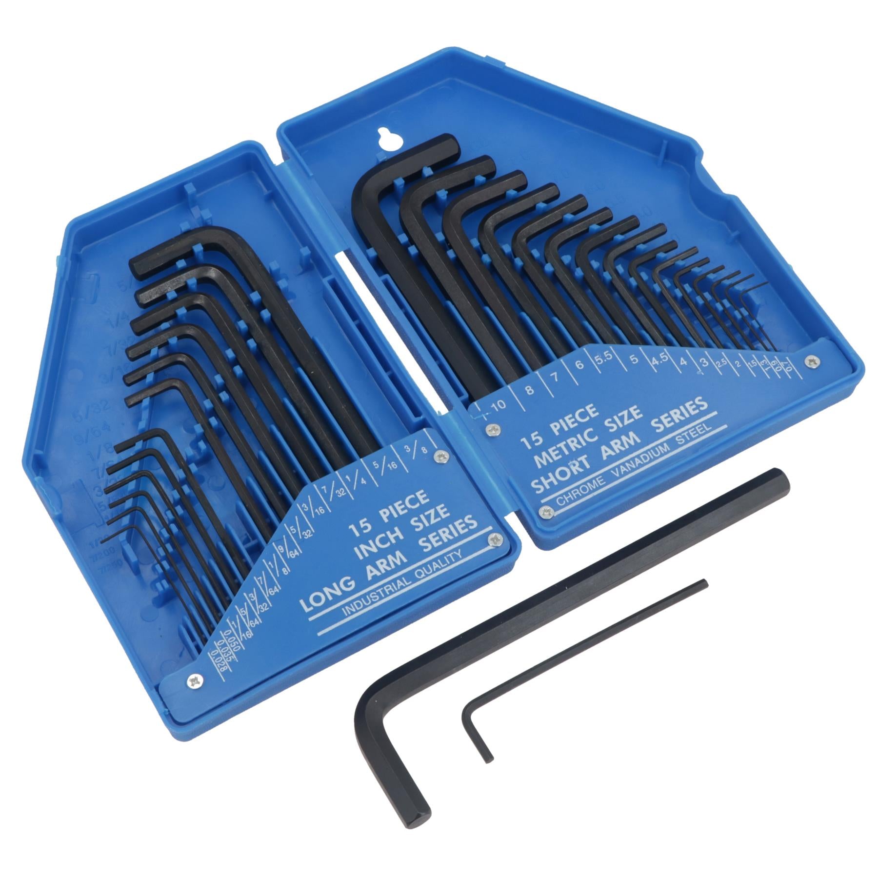 30-tlg. metrische und imperiale AF SAE-Inbusschlüssel 0,7 mm – 10 mm / 0,028 -3/8