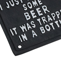 Trapped In a Bottle Opener Beer Cast Iron Sign Gift Garage Shed Bar Man Cave
