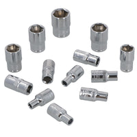 1/4" Drive Metric MM Shallow Single Hex Sockets 4mm - 14mm + Ratchet 14pc