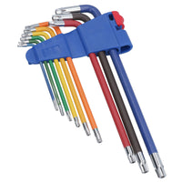 9pc Extra-Long Star Torx Tamper Torx keys Multicoloured with Holder T10 – T50