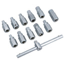 12pc Oil Drain Plug Key Set For Gear Boxes Back Axles Gearbox Hex + Square Bits