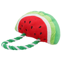 Dog Puppy Gift Watermelon Food Themed Soft Plush Rope Squeaky Toy Present