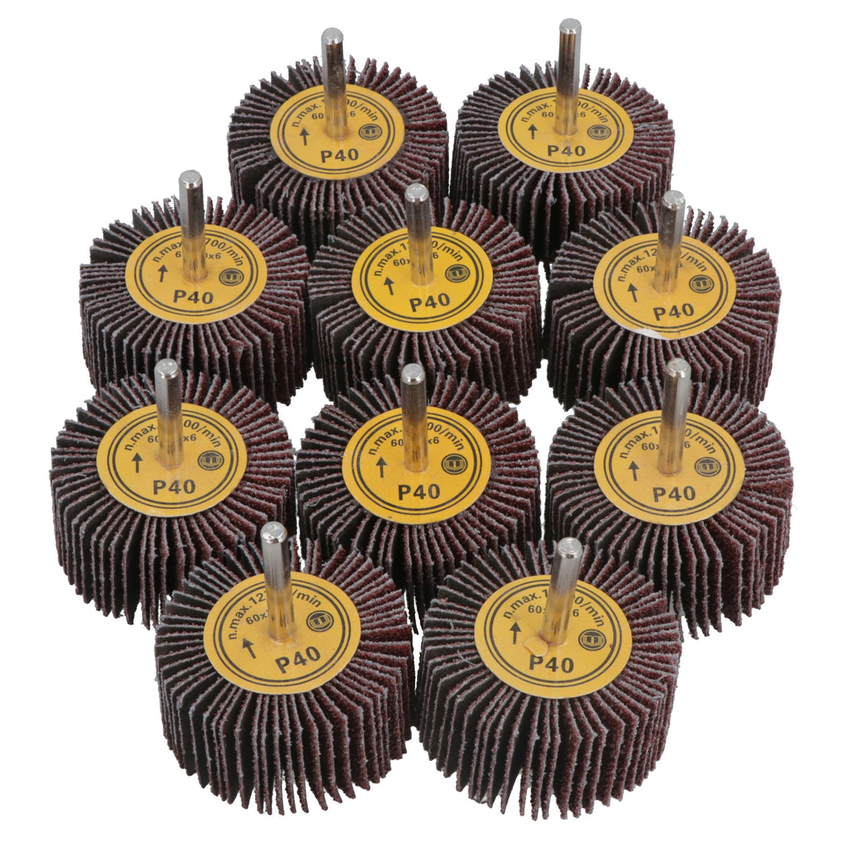 60mm 40 Grit Abrasive Flap Wheel Discs Sanding Rust Removal 6mm Shank