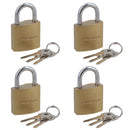 32mm Iron Padlock Security Lock Brass Finish with Hardened Steel Shackle