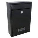 Black Wall Mounted Lockable Metal Post Box Outdoor Letter Mail Box Keyed