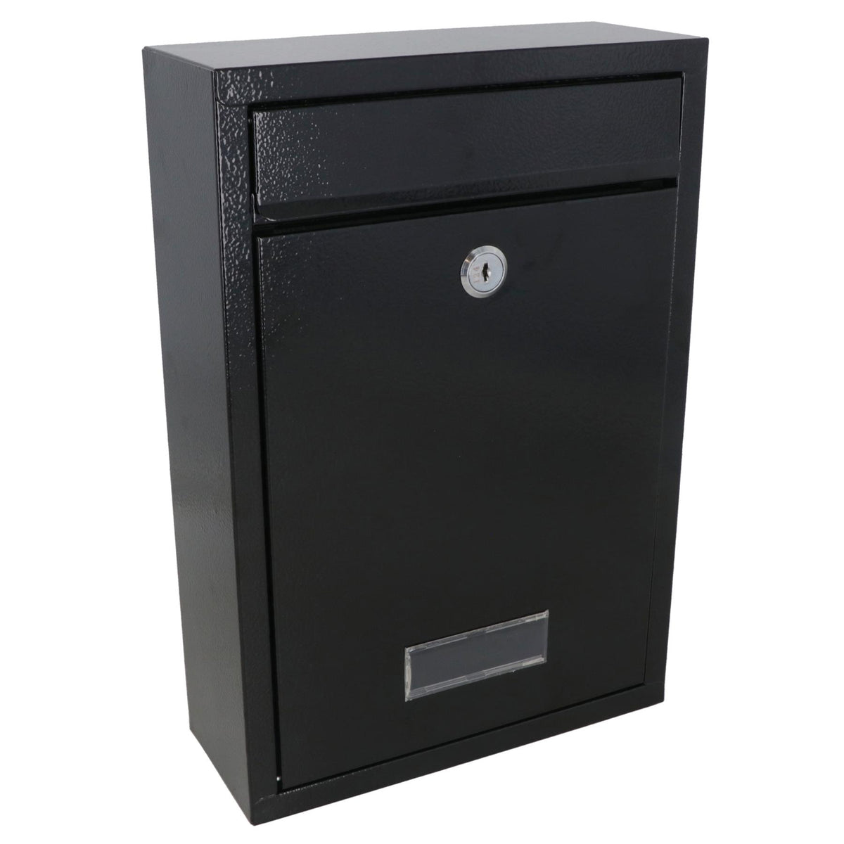 Black Wall Mounted Lockable Metal Post Box Outdoor Letter Mail Box Keyed