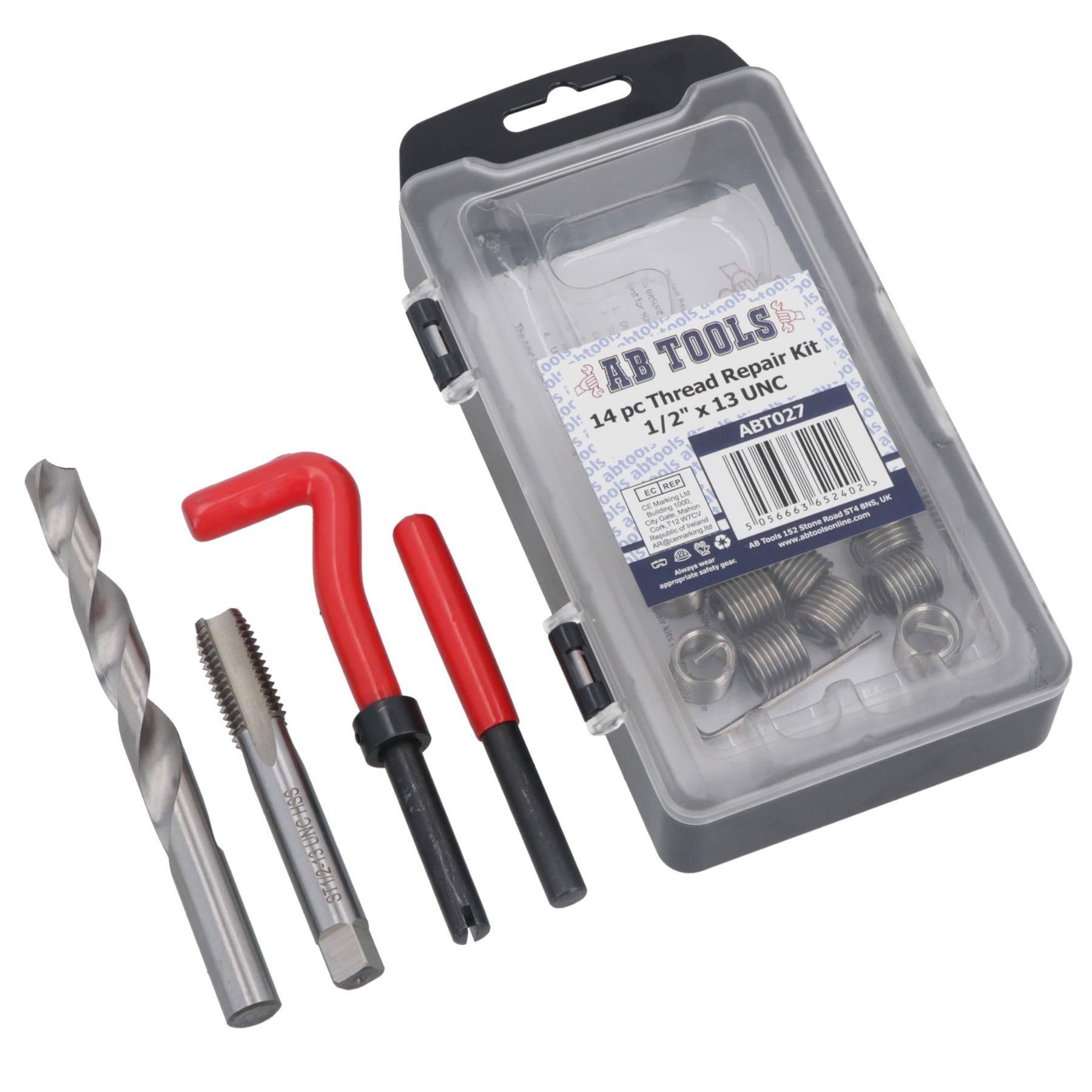 1/2” x 13 UNC Imperial Thread Repair Kit Helicoil Set for Damaged Threads 14pc