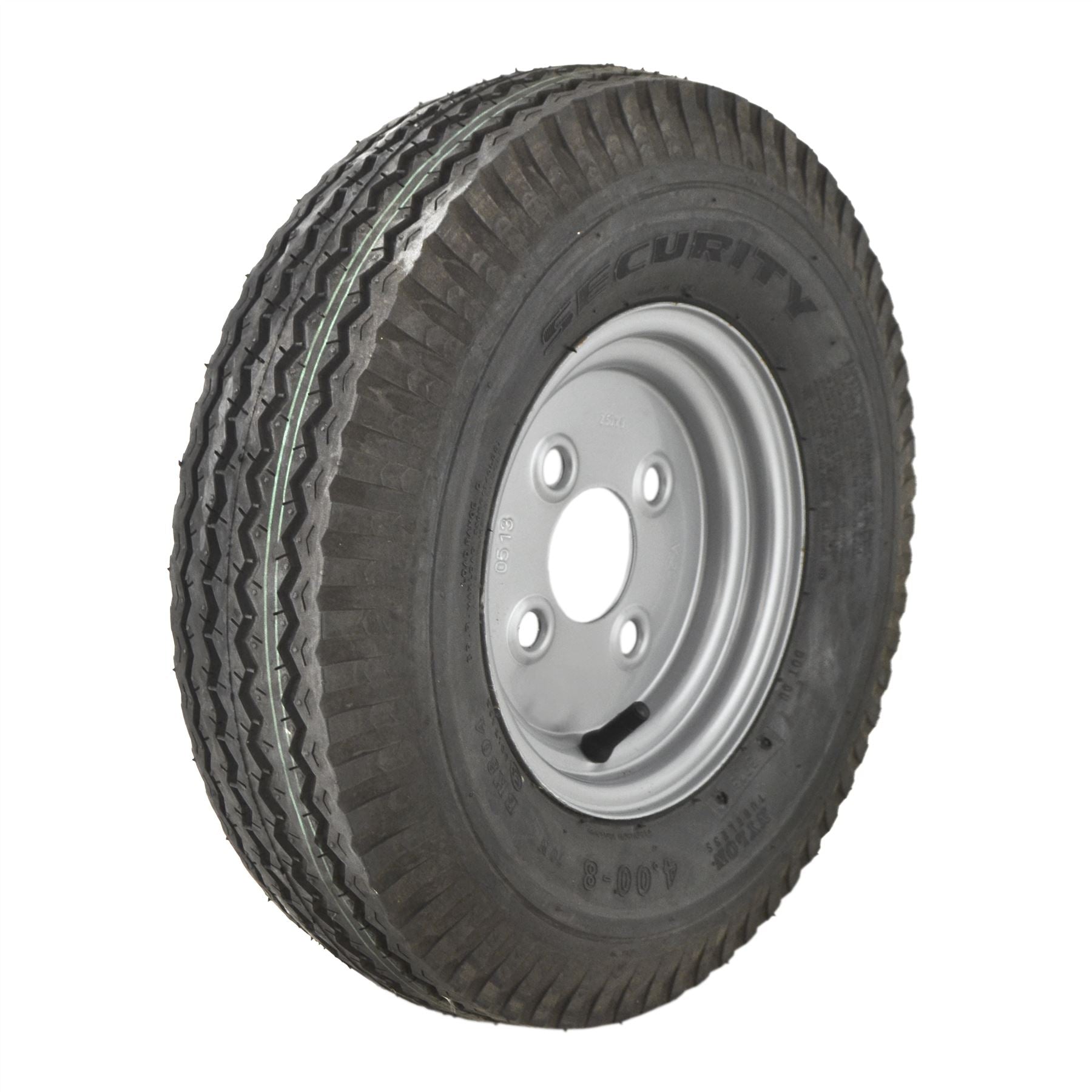 4.00 x 8 100mm PCD 6 PLY Trailer Tyre Wheel Rim 4 Stud Tubeless 70N TRSP22