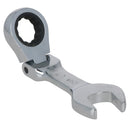 5pc Flexi Stubby Ratchet Spanner 10-19mm Metric Wrench Geared 72 Teeth CRV