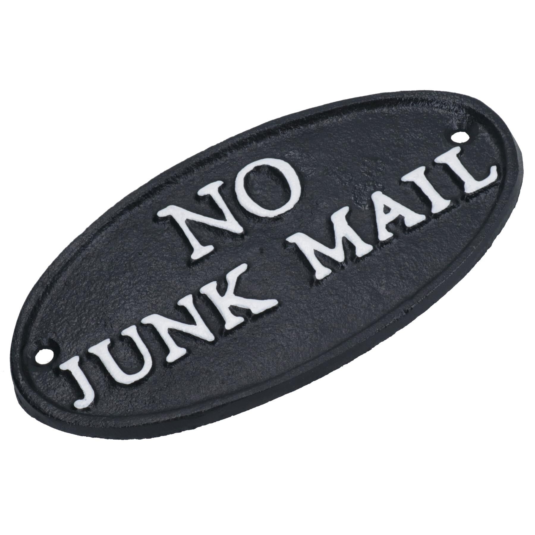 No Junk Mail Cast Iron Sign Plaque Door Wall House Home Gate Post Yard