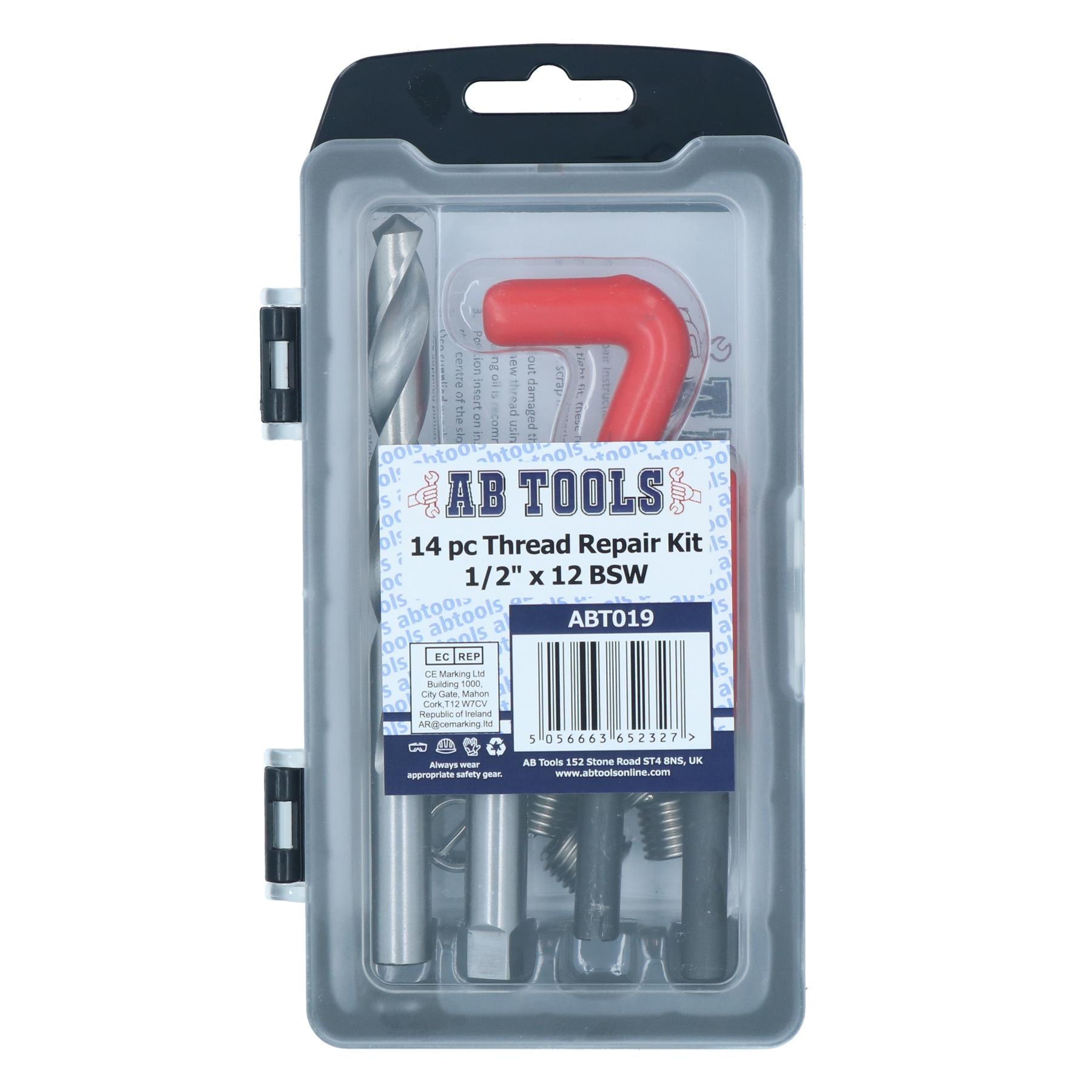 1/2” x 12 BSW Thread Repair Cutter Kit Helicoil Set for Damaged Threads 14pc