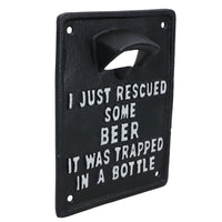 Trapped In a Bottle Opener Beer Cast Iron Sign Gift Garage Shed Bar Man Cave