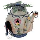Fairy Teapot House Metal Statue Sculpture Home Decor Ornament Garden Yard