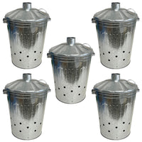 Large Galvanised Incinerator Bin + Lid Garden Rubbish Leaf Waste Burner