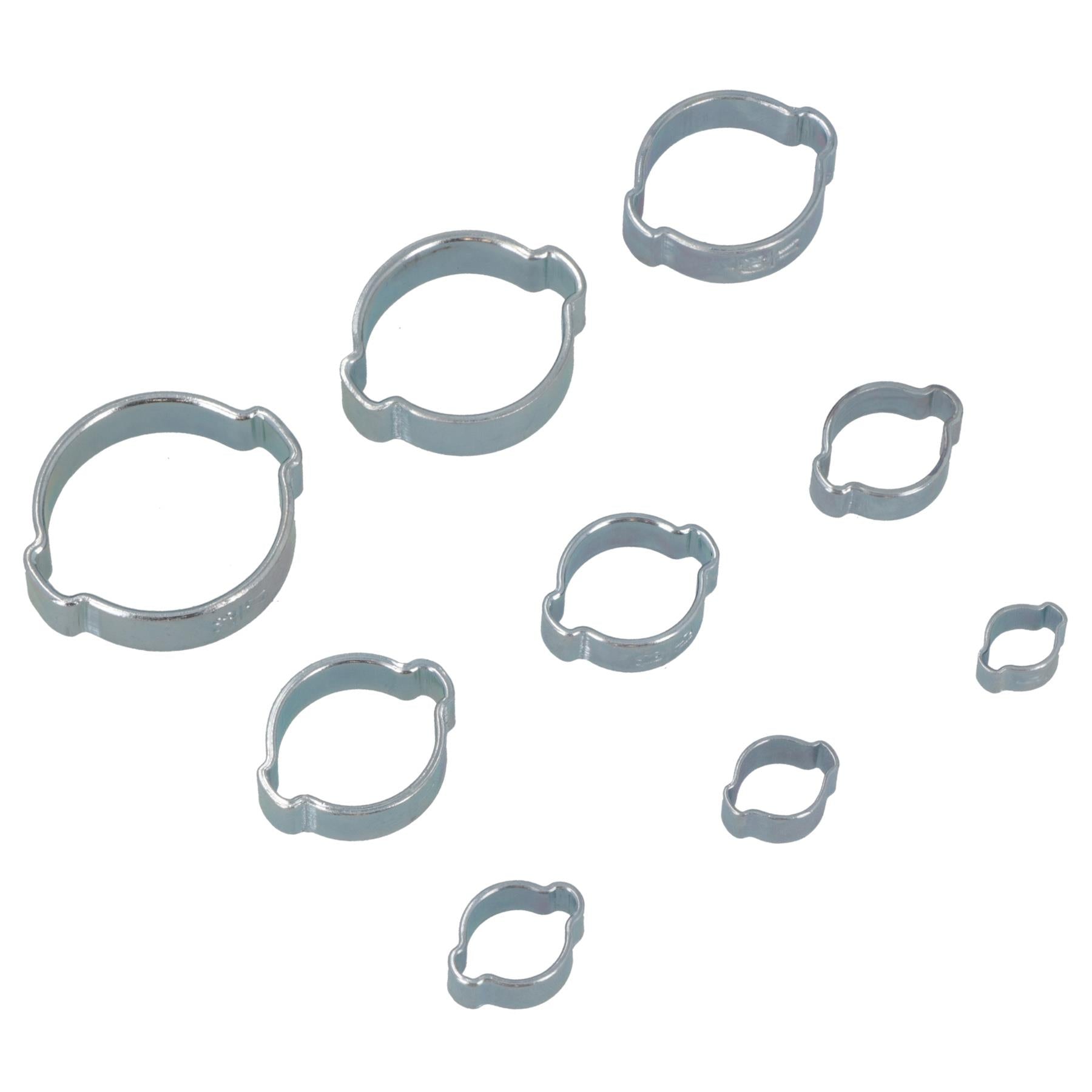 Colliers de serrage à double oreille pour tuyaux, colliers de serrage pour tuyaux hydrauliques, 175 pièces, 5 à 27 mm
