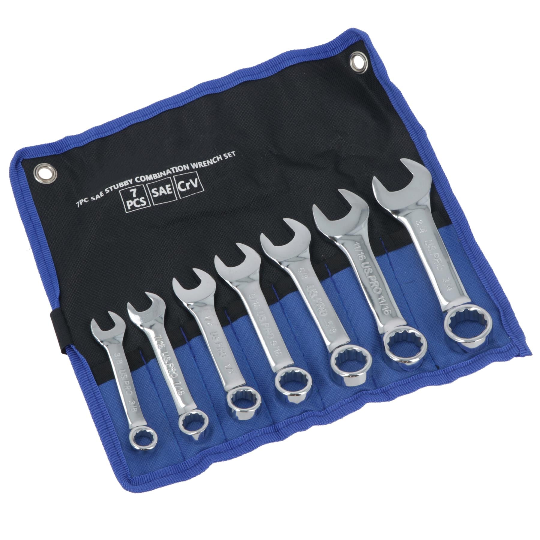 Stubby Spanners Wrench Set SAE Imperial 7pc 3/8" - 3/4" By Bergen AT134