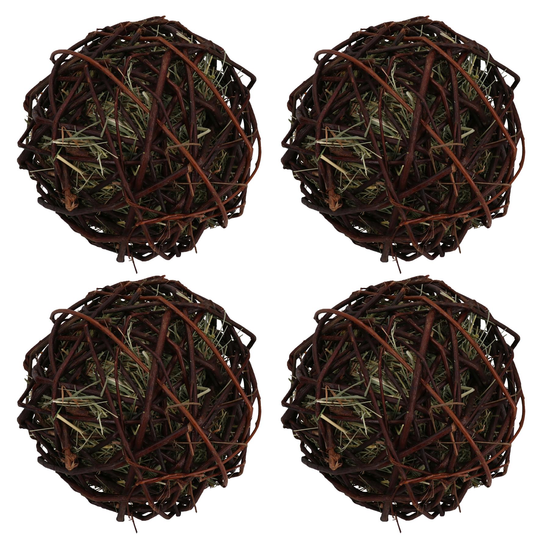 4PK Large Small Animal Rabbit Edible Gnaw Weave Ball Boredom Breaker Toy